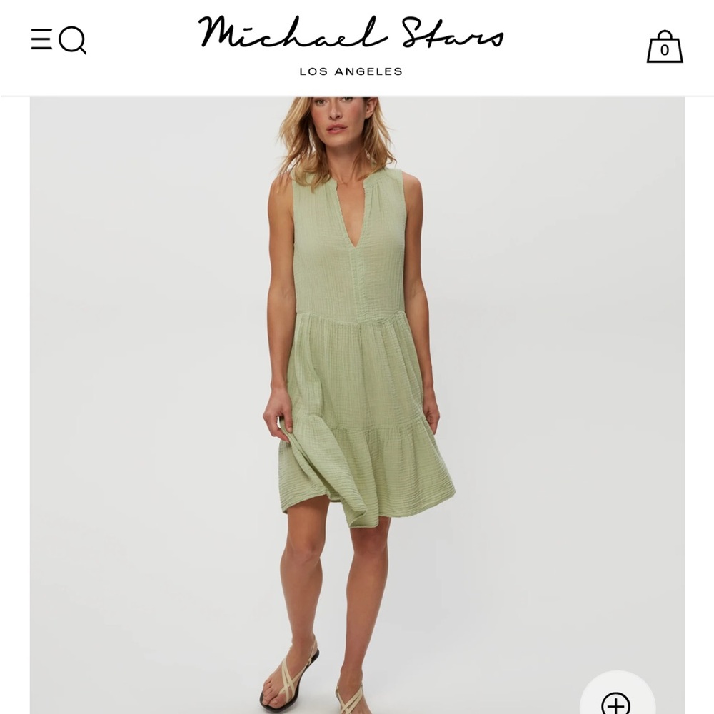 Michael Stars Daisy Gauze Dress Lemon- lime shade- 100% cotton- tiny flaw - Picture 2 of 16